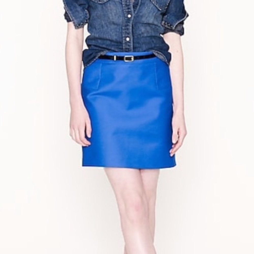 2/$25 J. Crew Cotton Double Serge Mini Skirt Royal Blue Cobalt Size 6 Career
